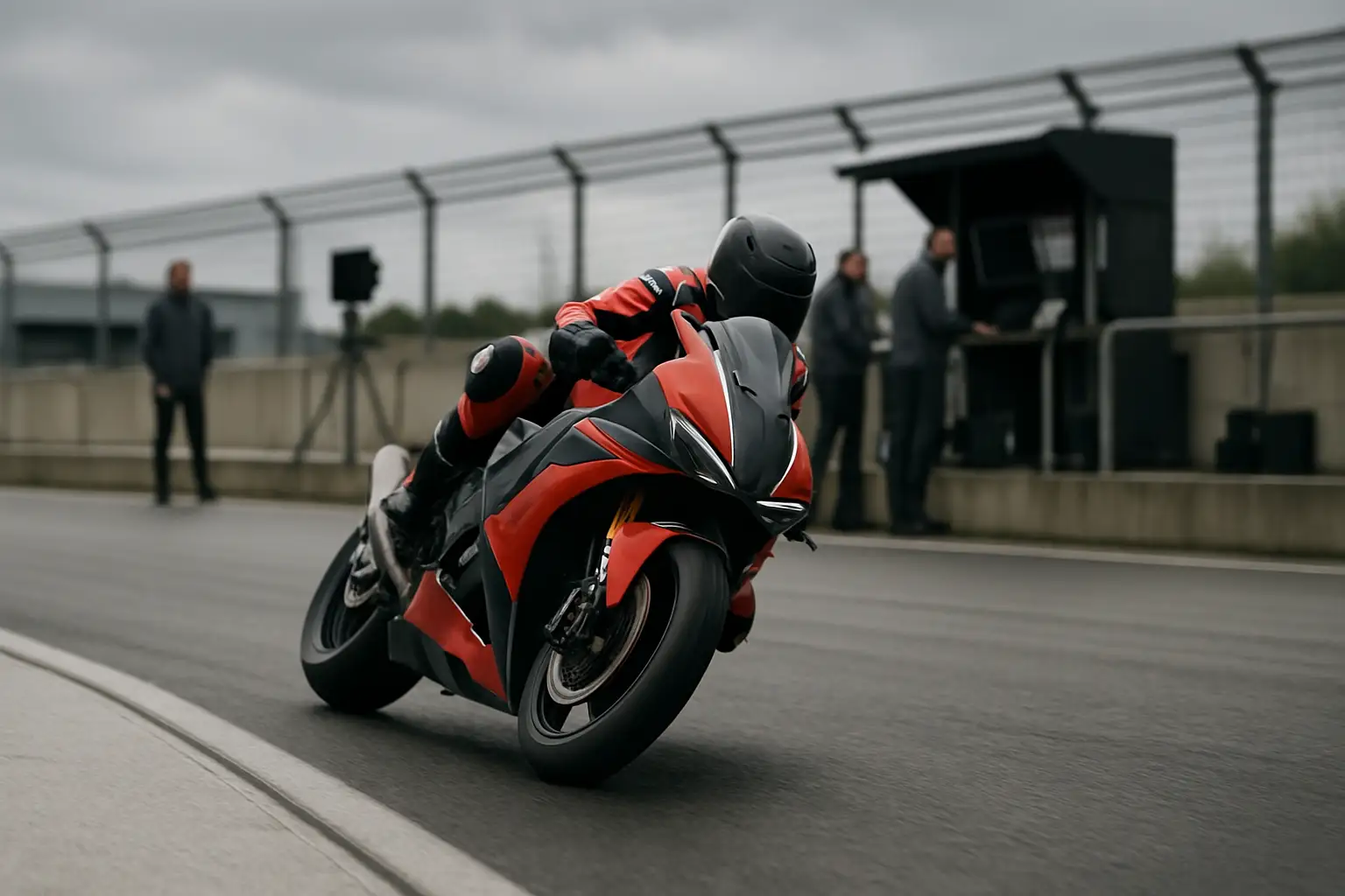 MotoGP prototype motorcycle on track during a tyre testing session at a European circuit