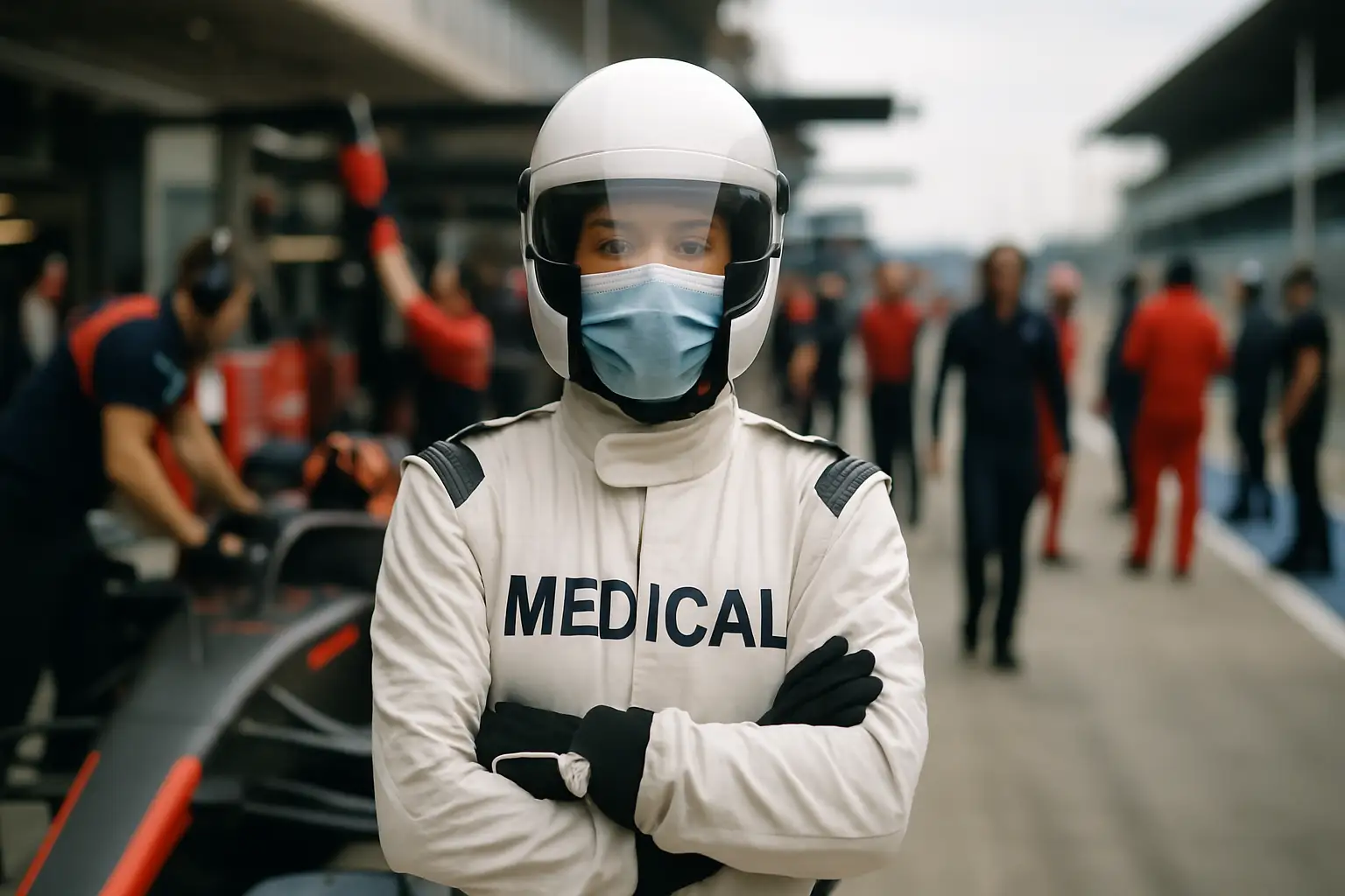 MotoGP medical staff on the pit lane during a race weekend