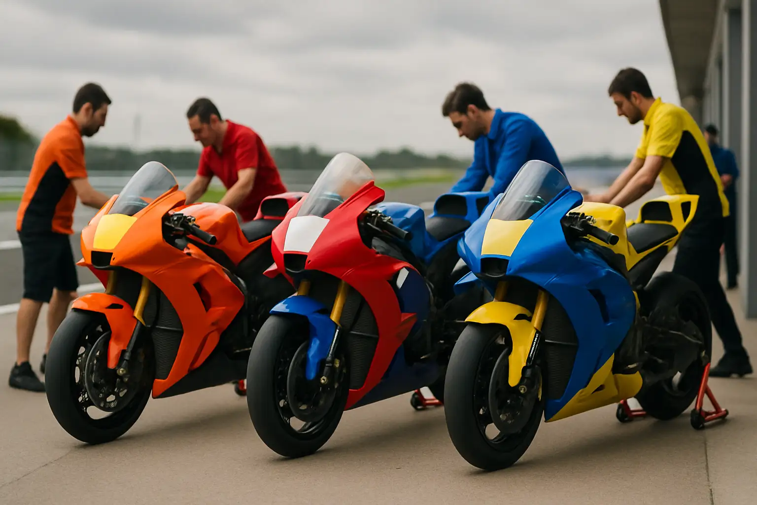 MotoGP motorcycles on track at Silverstone during a qualifying session