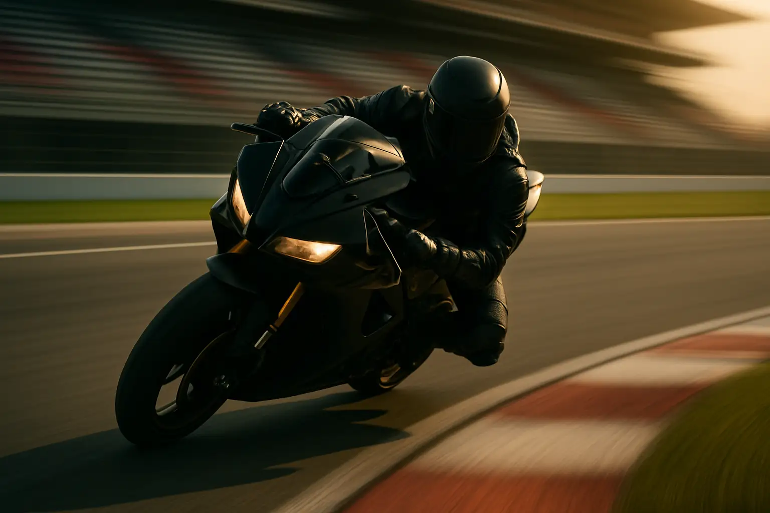 A young MotoGP rider leaning through a corner on a modern prototype racing bike
