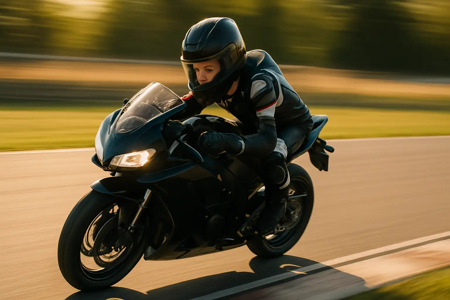 A young MotoGP rider leaning into a corner on a racing motorcycle during a sunny race weekend