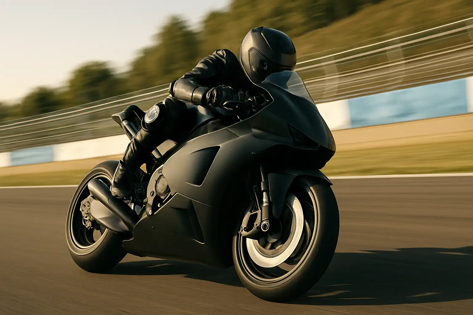 A MotoGP motorcycle on track in factory racing livery during a grand prix weekend