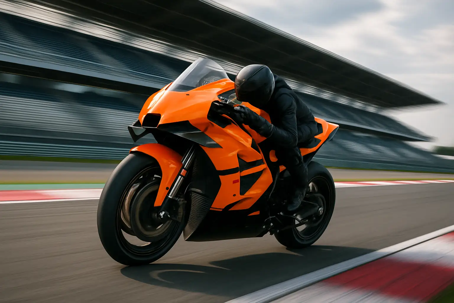 A KTM MotoGP motorcycle on track with Red Bull branding on the fairing