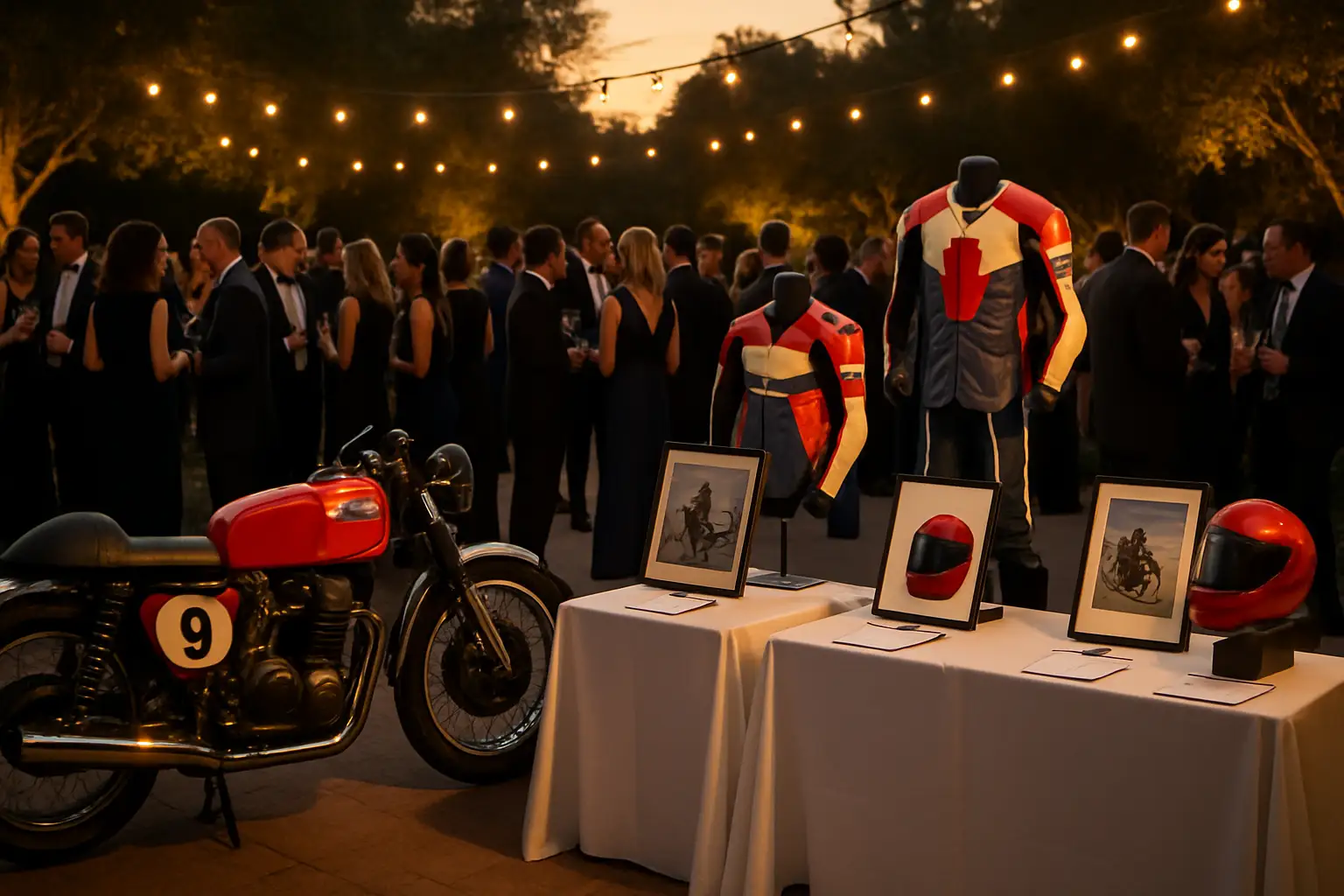 Motorcycle charity fundraising event with MotoGP paddock atmosphere