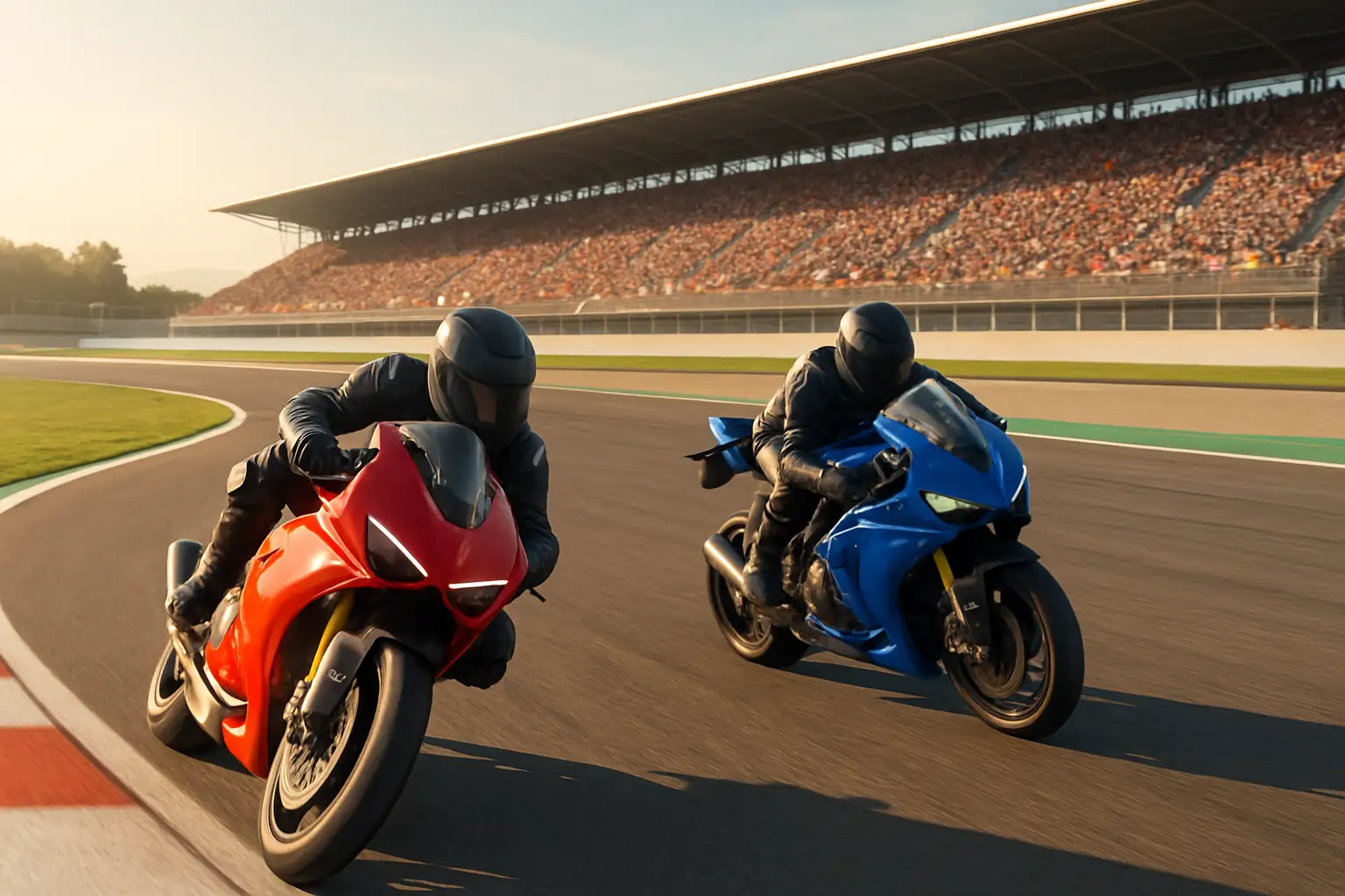 MotoGP riders on track at Misano World Circuit during a race event