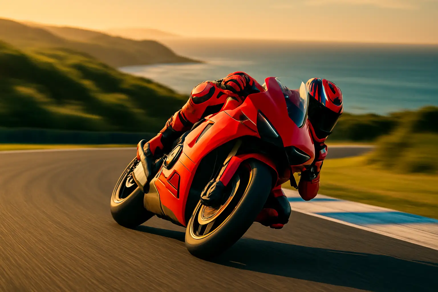 MotoGP bike racing at Phillip Island with branded trackside signage in the background